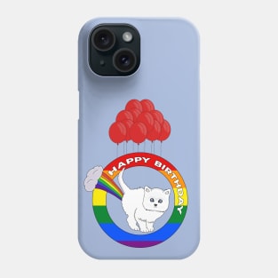 Happy Birthday - Funny Cat Fart Rainbow Phone Case