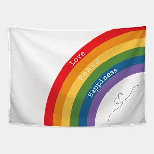 Rainbow - Love, Peace, Happiness Tapestry