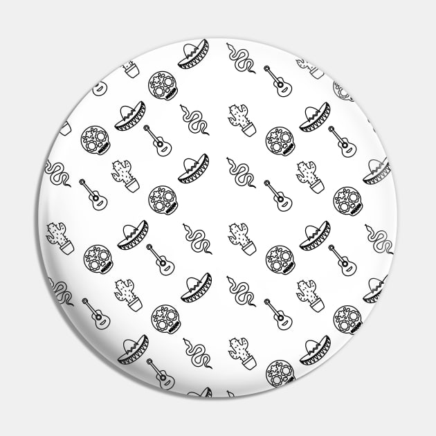 Mexican Pattern Black Pin by JDP Designs