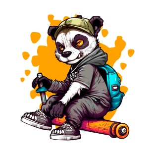 Funny Cute Panda bear rebel cartoon T-Shirt