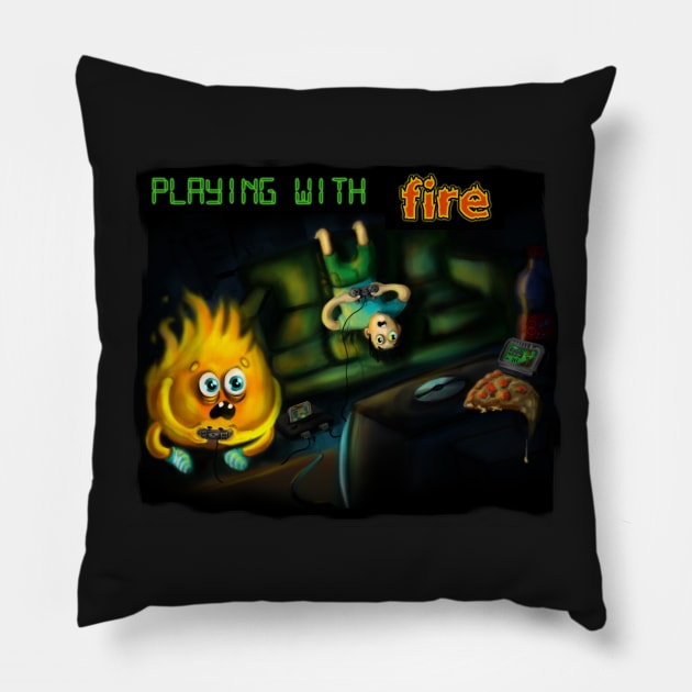 Playing With Fire Pillow by Malayjain
