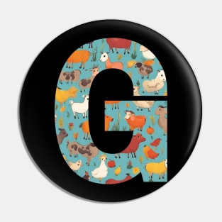 A pattern of farm animals filling the letter G Pin