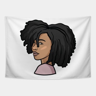 Black Woman Natural Hair Profile Tapestry