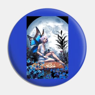 Fairy sitting on a mushroom under the moon Pin