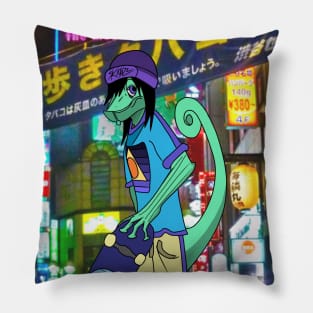 Lizard Skatazz Yellow Pillow