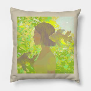 Forest Girl and Goldfish Pillow