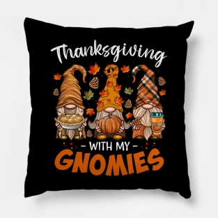 Thanksgiving With My Gnomie Leopard Pumpkin Funny Autumn Gnomes Shirt Pillow