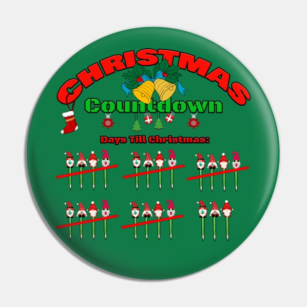 Gnome Christmas Countdown Pin by Green Gecko Creative