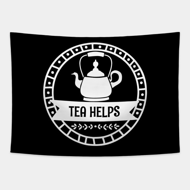 Tea Helps - Retro Vintage Tapestry by TypoSomething