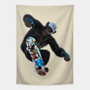 Monkey Skateboarder Tapestry