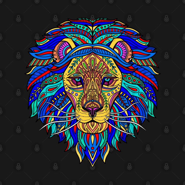 Lion Head - Lion pride colorful head - Wild Animal Lover by Scriptnbones