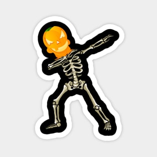 Funny Halloween Pumpkin Skeleton Dab Magnet