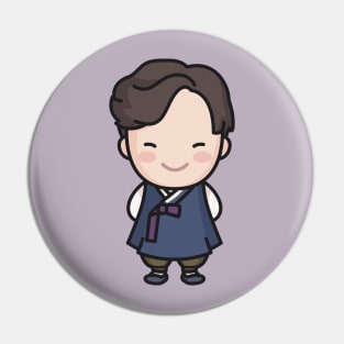 Cute Korean Groom in Traditional Clothing Cartoon Pin