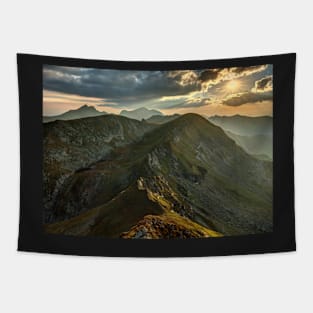 Sunset over mountains Tapestry