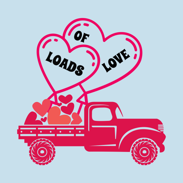 Loads of Love Valentines Day Cute pickup truck by hippyhappy