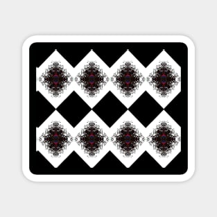 Black Diamond and Rose Pattern Magnet