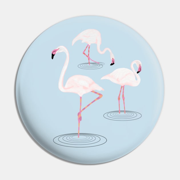 Pink Flamingos in Water Pin by ahadden