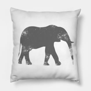 Elephant Silhouette Jungle Safari Distressed Pillow