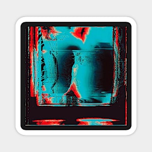 Glitchy Blue Abstract Magnet