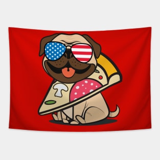 Pug Pizza USA Tapestry