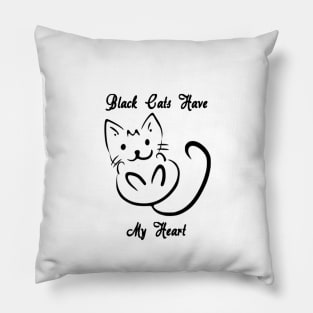 Black Cats Have My Heart Halloween Print Pillow