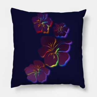 Hibiscus purples with rainbow accent Pillow