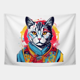 Cool cartoon cat design Tapestry