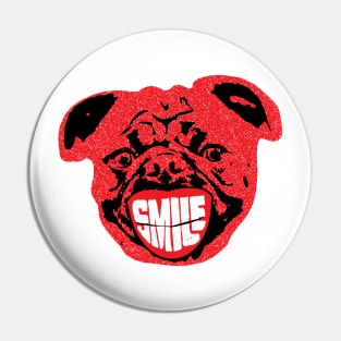 Ugly Red Pug Head Says Smile Pin