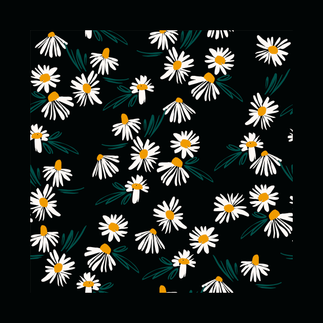 White Daisy Floral Pattern by martynzero