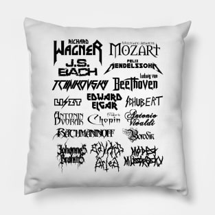 Heavy Metal-style Classical Composers (Black) Pillow