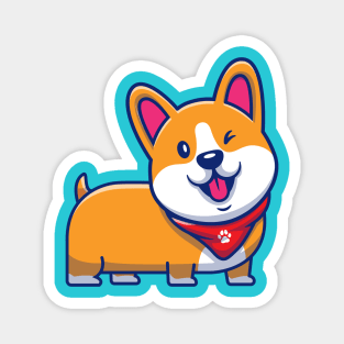 Cute Corgi Wink Cartoon Magnet