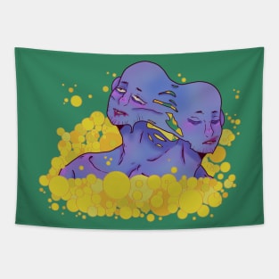 Transmorphing Twins green Tapestry