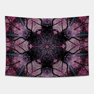 Stunning Pink and Black Textile Pattern With Black Tree Branches Tapestry
