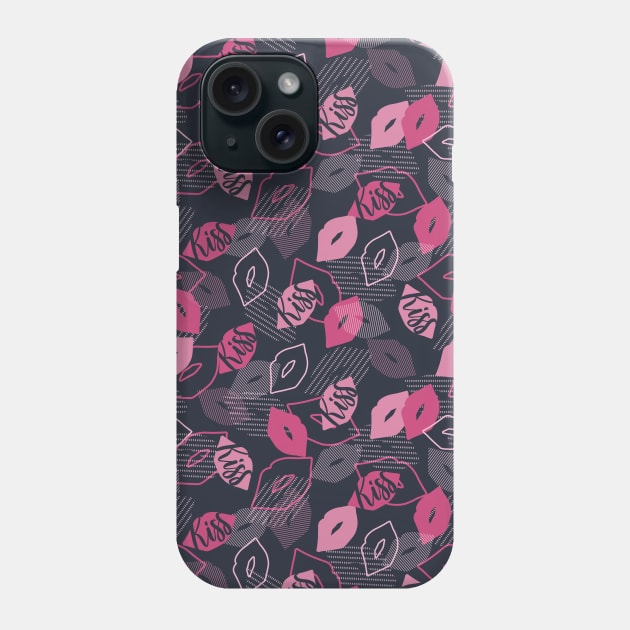 Pink Romantic Kiss Pattern Phone Case by FlinArt