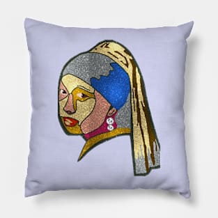 Girl with A Pearl Earring Sparkly Pillow