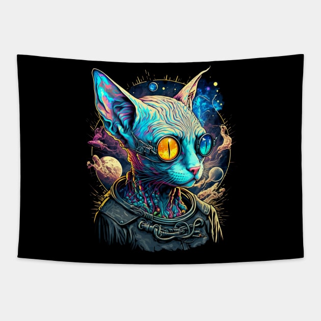 Psychedelic Sphynx Cat Tapestry by ElectricMint