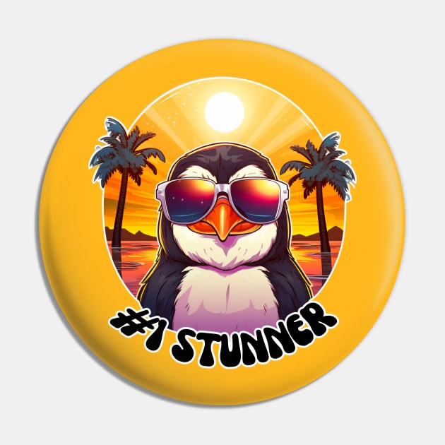 #1 Stunner Penguin - Sunset Style Pin by Disocodesigns