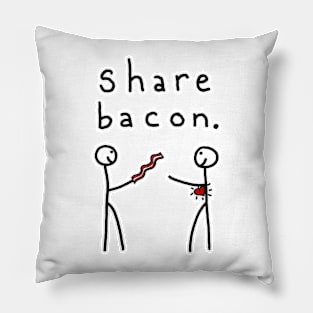 Stick Figures Share BACON Pillow