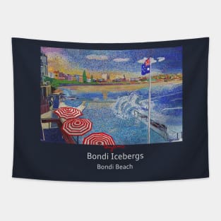 Bondi Icebergs painting  (dark/coloured clothing edition) Tapestry