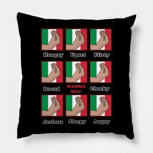 Italian gestures emotions chart Pillow