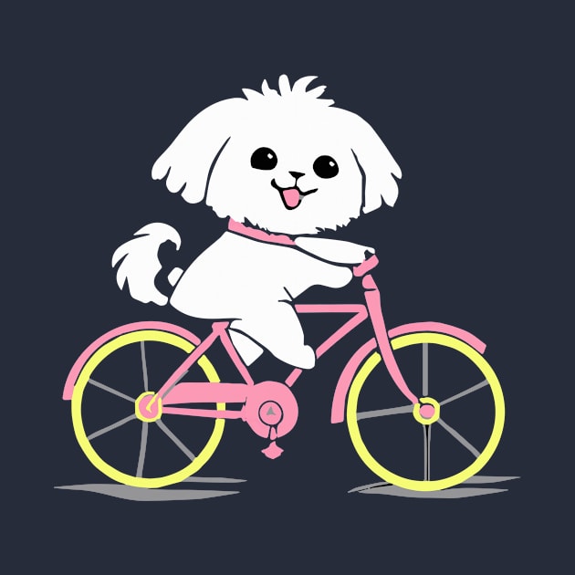 Maltese Bicycle Dog Owner Retro Funny Dog by BetterManufaktur