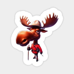 Canadian Mountie Moose Illustration Magnet