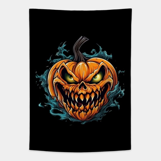 Halloween Horror Pumpkin Tapestry by FabRonics