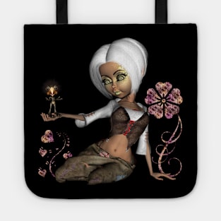 Cute fairy with fantasy bird Tote