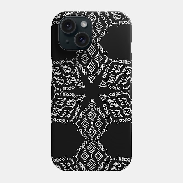 Faux Crosstitch Black Snowflake Christmas Phone Case by Moon Art