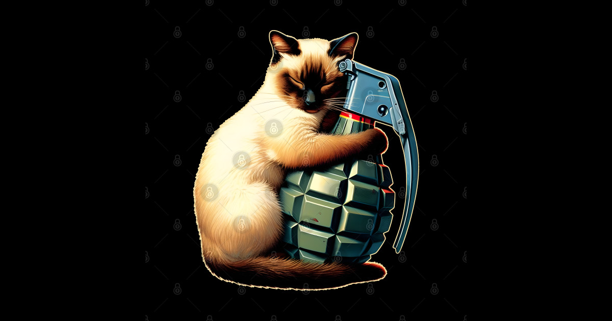 Cat And Grenade Cat Sticker Teepublic