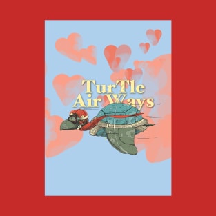 The flying turtle in the sky with heart clouds T-Shirt