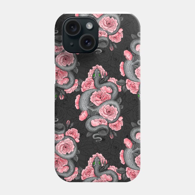 Snakes and  peach roses Phone Case by katerinamk