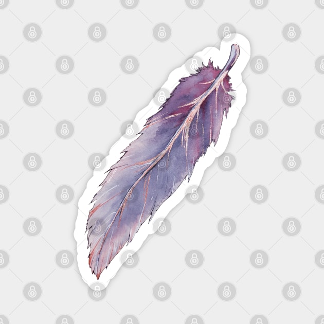 Watercolor lavender rose gold feather Magnet by Jessfm