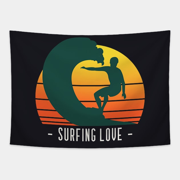 Surfing love Tapestry by A Reel Keeper